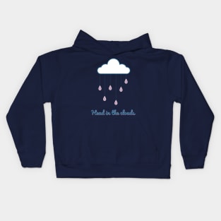 Head in the clouds baby blue cute cloud rain hearts Kids Hoodie